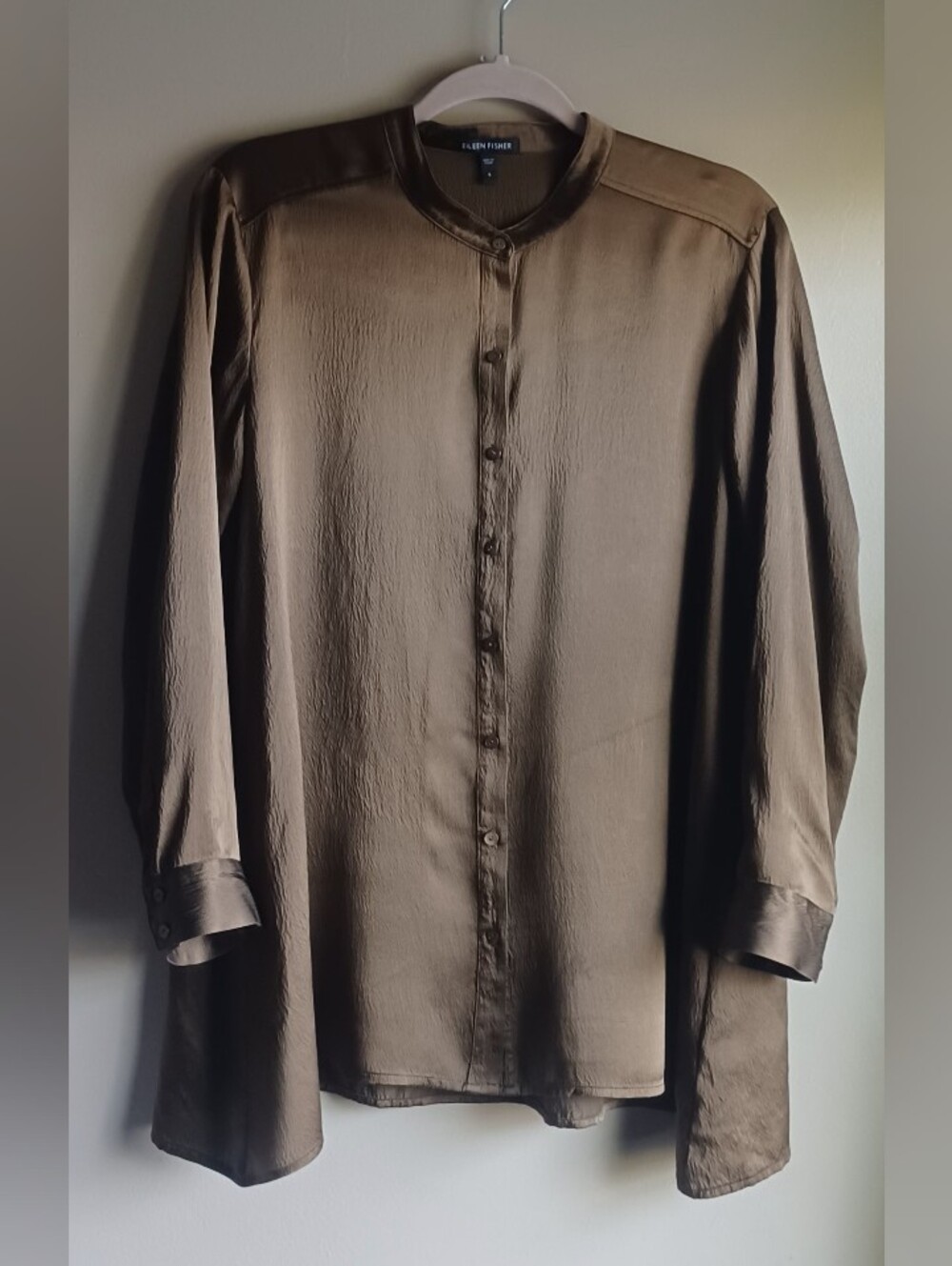 EILEEN FISHER SILK BLOUSE In Brown S